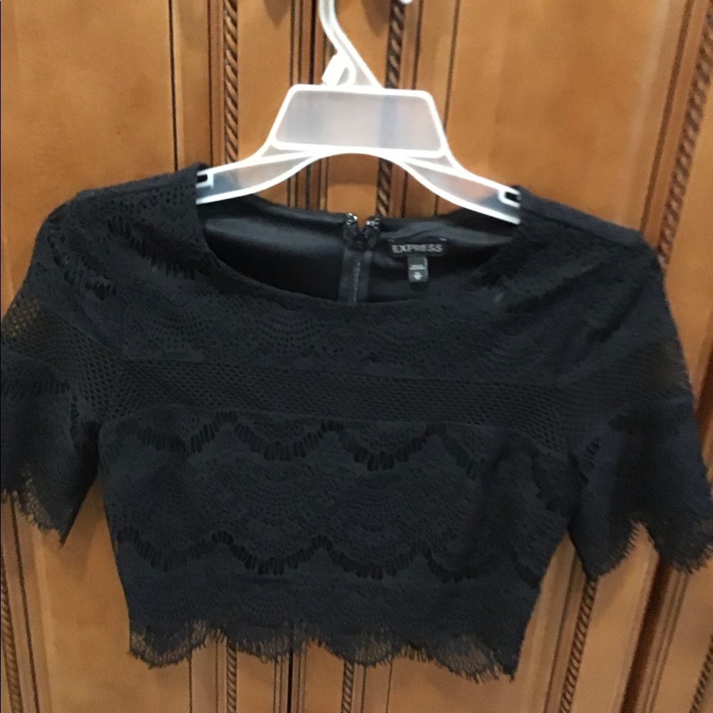 2 pc set Express top skirt lady girl size XSmall 0 black lacy EUC outfit dress - Picture 8 of 16